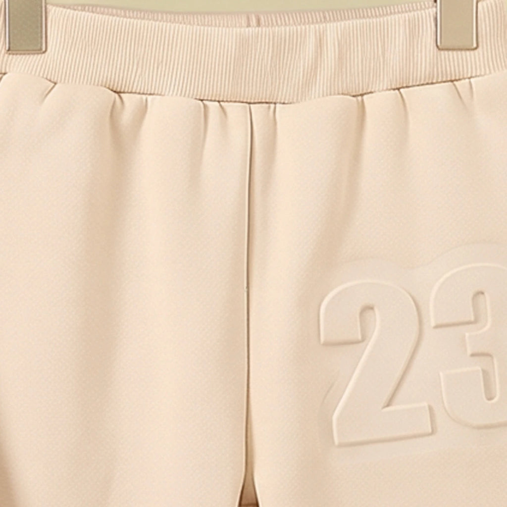 Boys Beige Embossed 23 Hooded Sweatshirt With Jogger Sets 2 pc. Sets