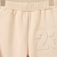 Boys Beige Embossed 23 Hooded Sweatshirt With Jogger Sets 2 pc. Sets