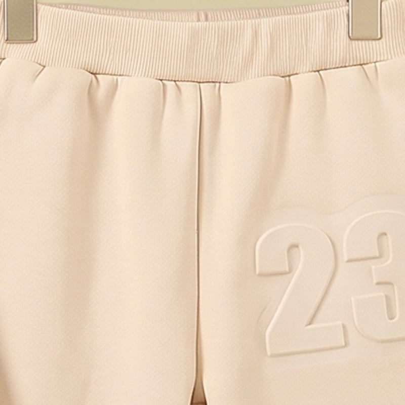 Boys Beige Embossed 23 Hooded Sweatshirt With Jogger Sets 2 pc. Sets