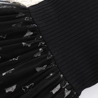 Girls Black Butterfly Printed flutter Short Sleeves Dress Casual Dresses