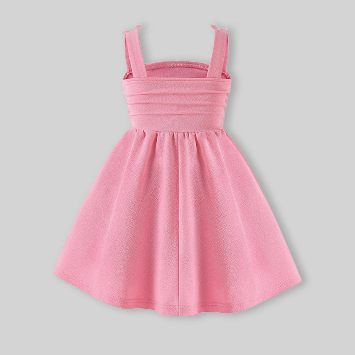 Girls Pink Bow Applique Sleeveless Fit & Flare Dress Casual Dresses
