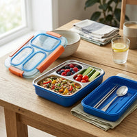 Kids Blue Smart Serve 3-Section Lunch Box Trending Accessories