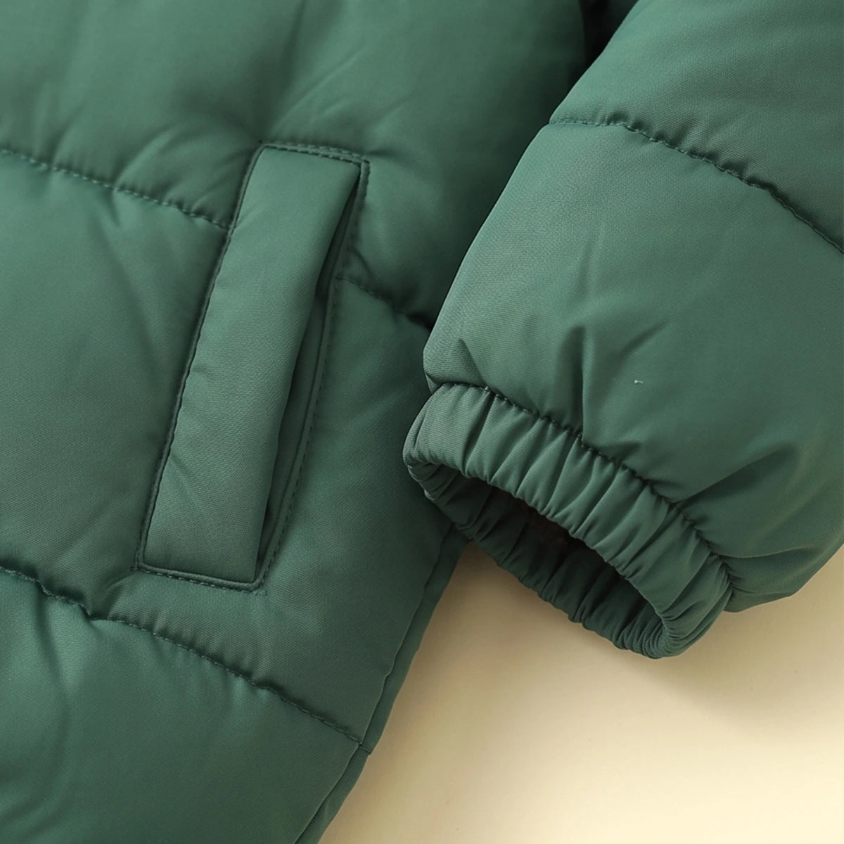 Boys Green Bear Ear On Hood Zip-up Puffer Jacket Coats & Jackets