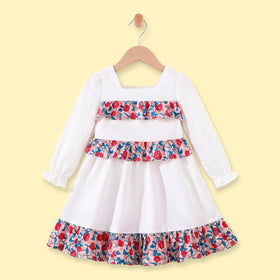 Girls White Long Sleeve Fit & Flare Dress Casual Dresses White 2-3 Y