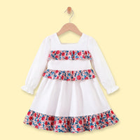Girls White Long Sleeve Fit & Flare Dress Casual Dresses White 2-3 Y