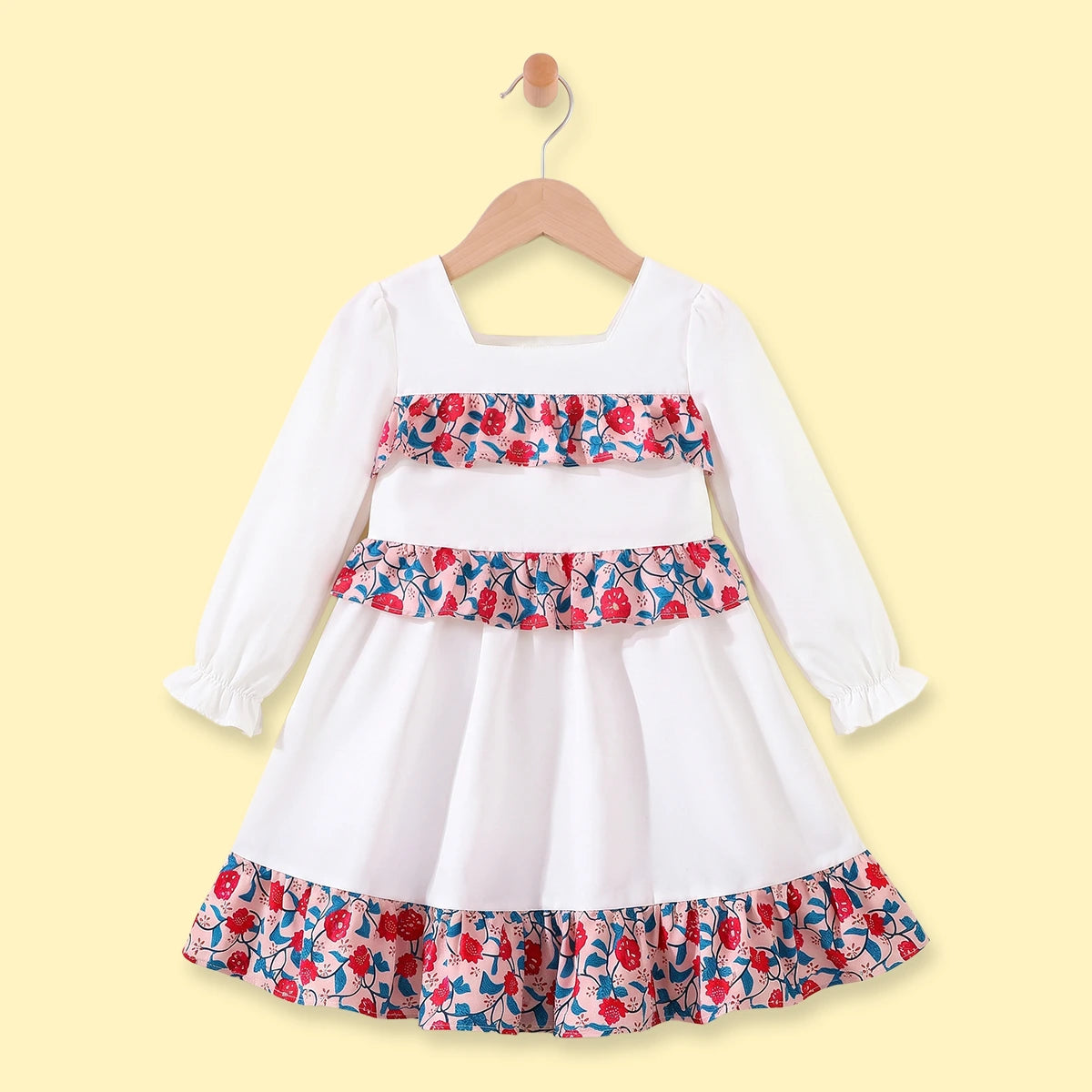 Girls White Long Sleeve Fit & Flare Dress Casual Dresses White 2-3 Y