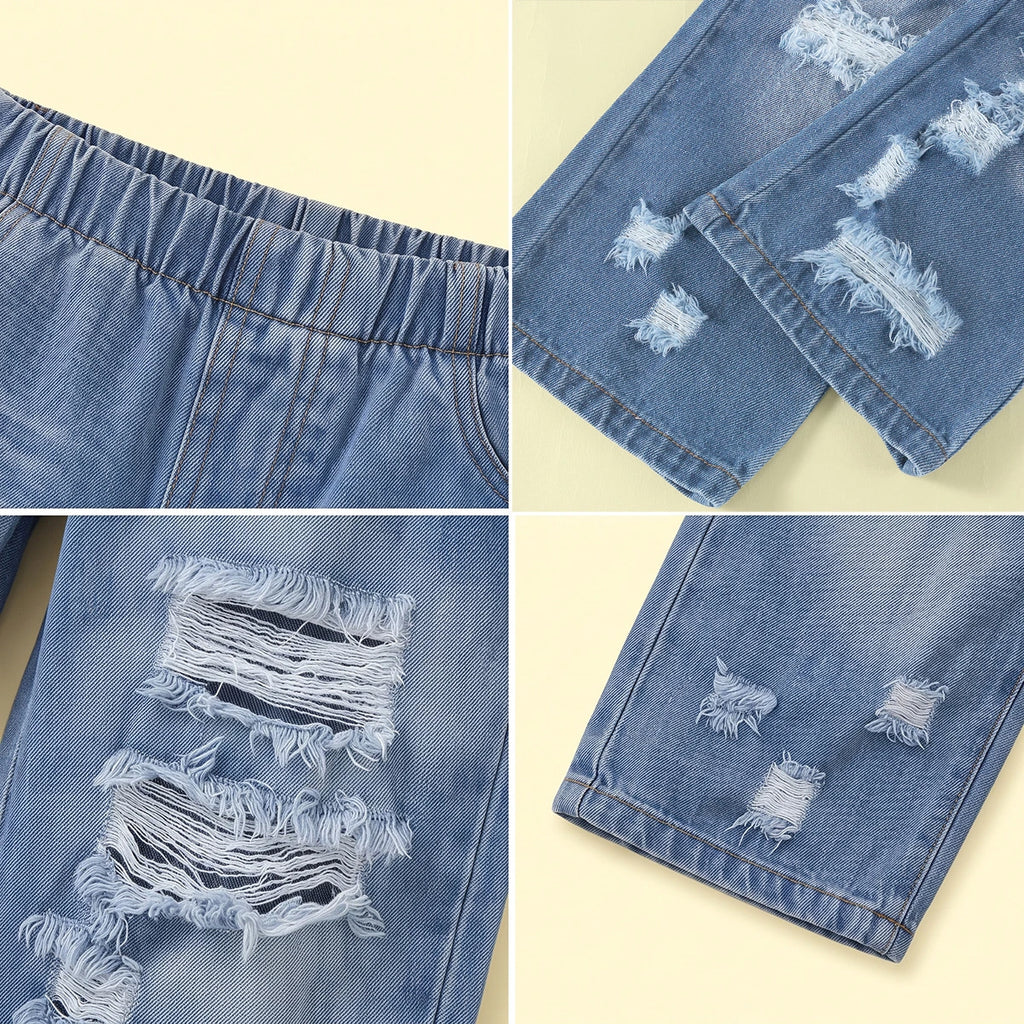 Girls Light Blue Distressed Jeans Pants