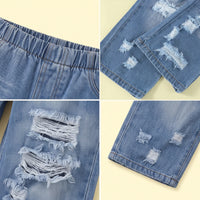 Girls Light Blue Distressed Jeans Pants