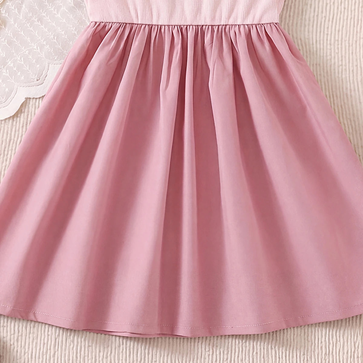 Girls Pink Solid Sleeveless Fit & Flare Dress Casual Dresses