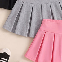 Girls Multicolor Bow Print Pleated Skorts Pack Of 3 Skirts