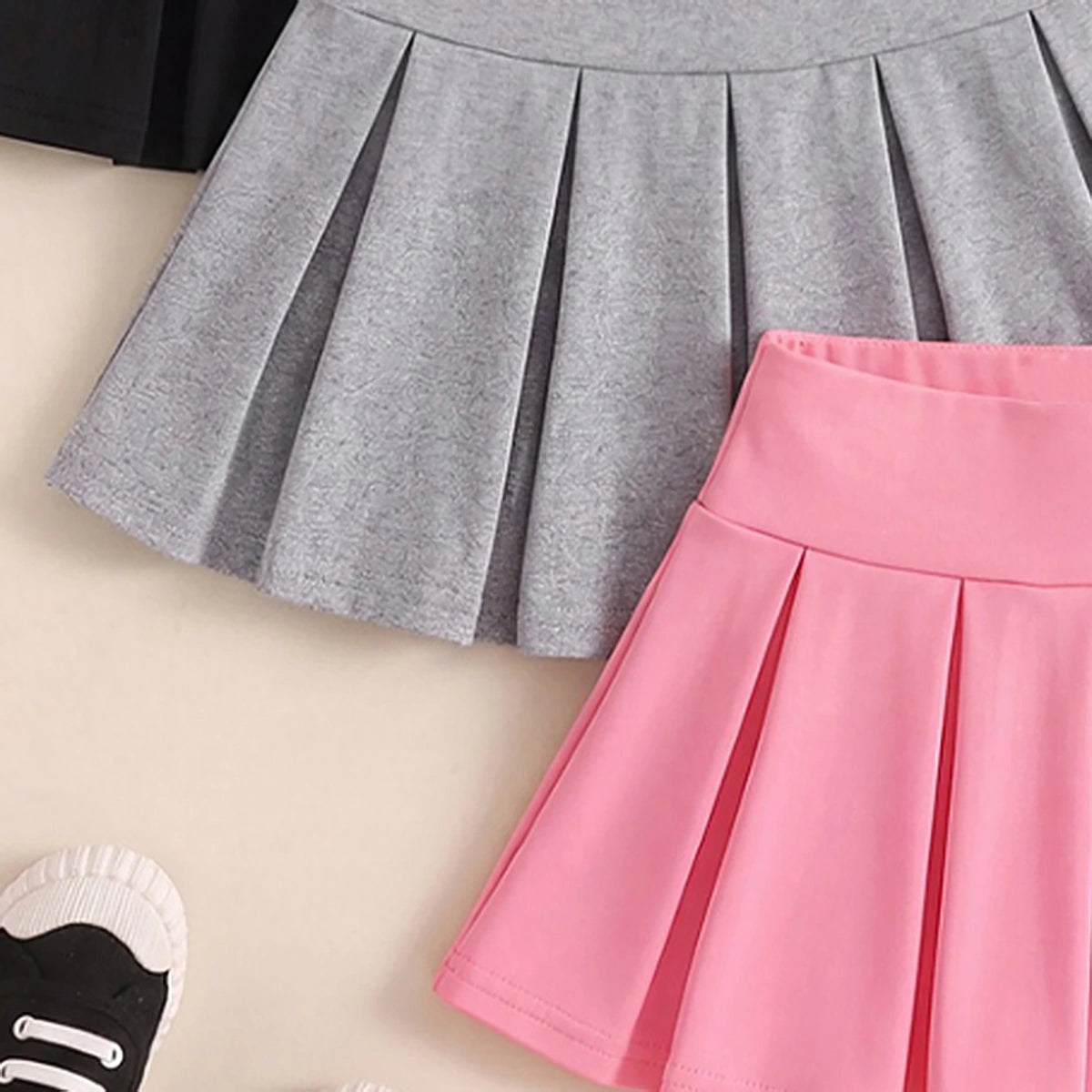 Girls Multicolor Bow Print Pleated Skorts Pack Of 3 Skirts