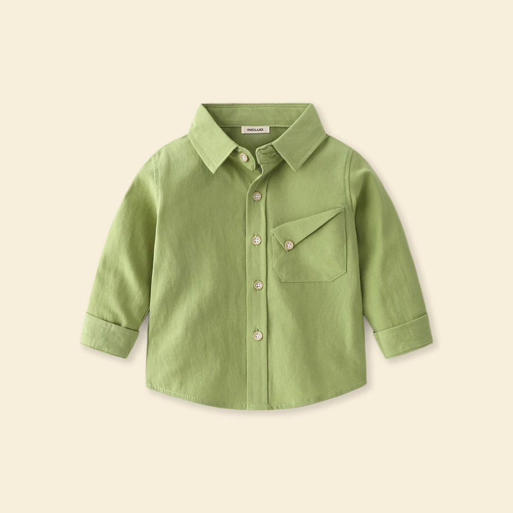 Boys Green Long Sleeve Regular Shirt Shirts Green 1-2 Y 