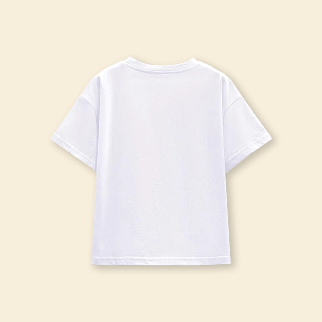 Girls Printed T-Shirt With Checkered Print Skirt Sets   