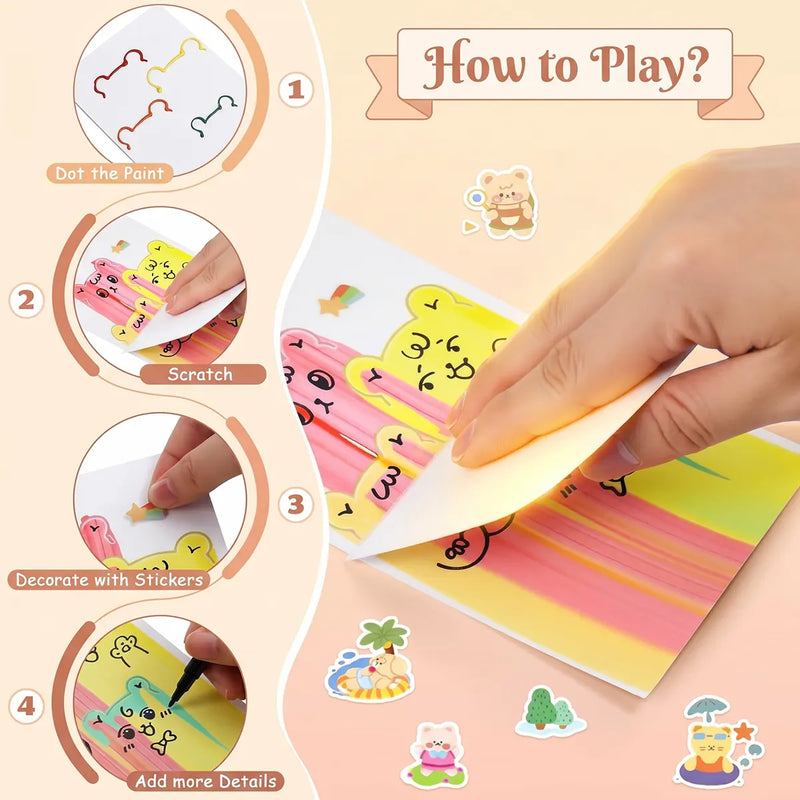 Rainbow Scratch Art Kit for Kids -DIY Magic Scratch Painting Set with 20 Art Cards, Stickers & Creative Craft Activities Trending Accessories