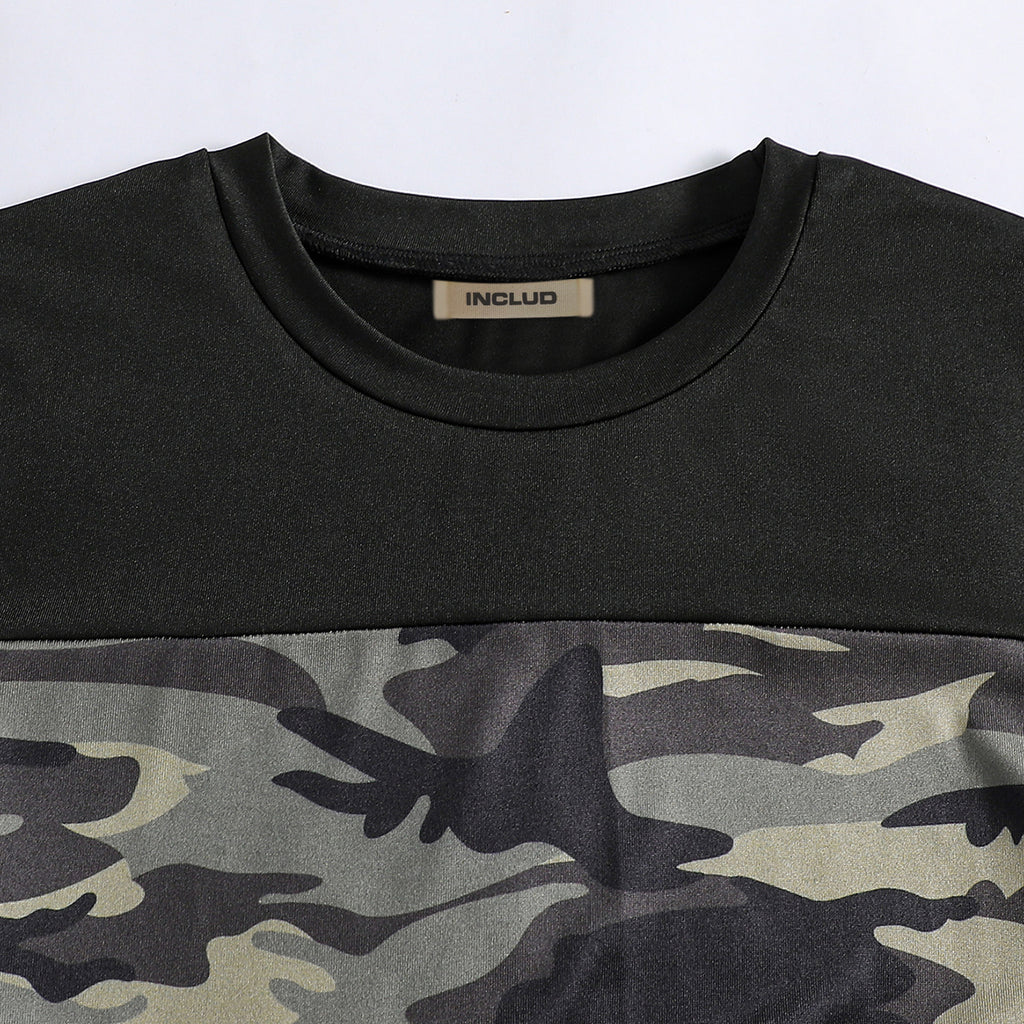 Boys Black Short Sleeve Camouflage Printed T-Shirt With Shorts Set 2 pc. Sets
