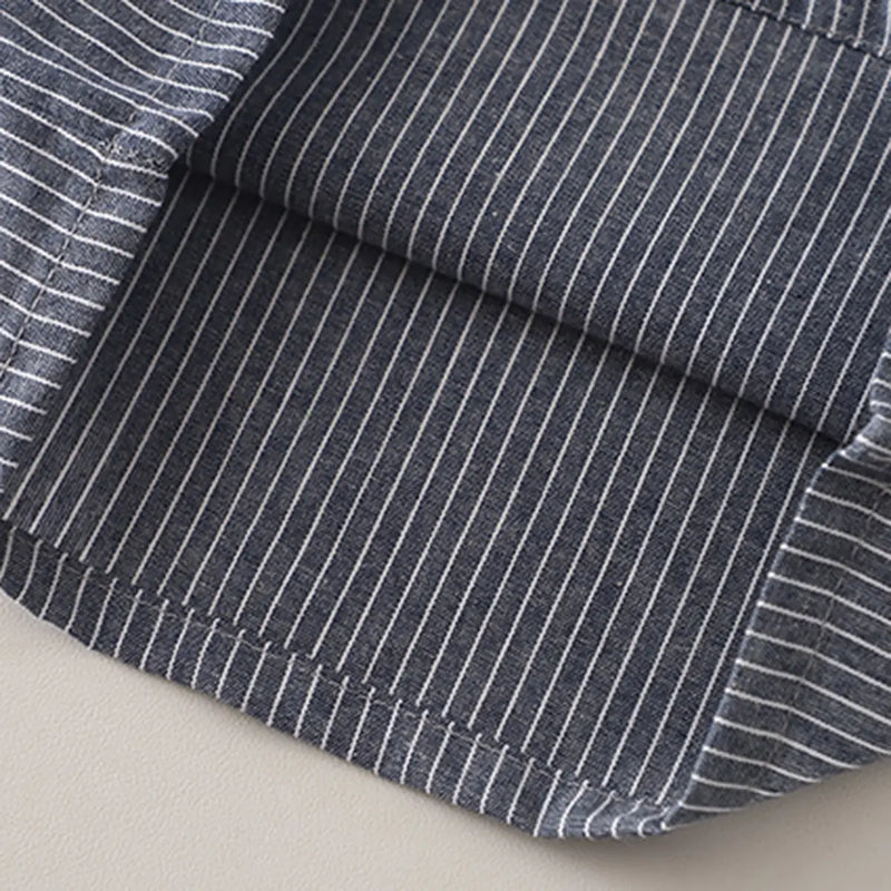Boys Dark Grey Striped Zip-Up T-Shirt With Shorts Sets Sets