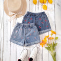 Girls Multicolour Heart Embroidered Denim Shorts Pack Of 2 Shorts Multicolor 2-3 Y