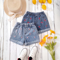 Girls Multicolour Heart Embroidered Denim Shorts Pack Of 2 Shorts Multicolor 2-3 Y