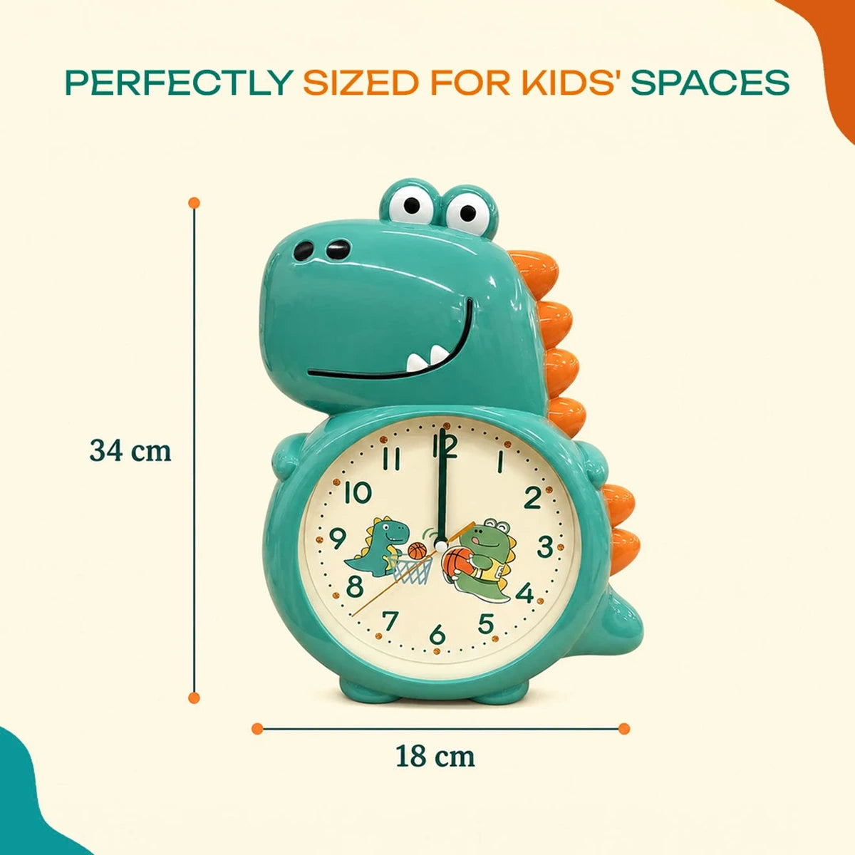 Dinosaur Wall Clock for Kids Room - 3D Cartoon Analog Clock for Boys and Girls Bedroom Trending Accessories