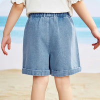 Girls Elasticated Light Wash Denim Shorts Shorts   