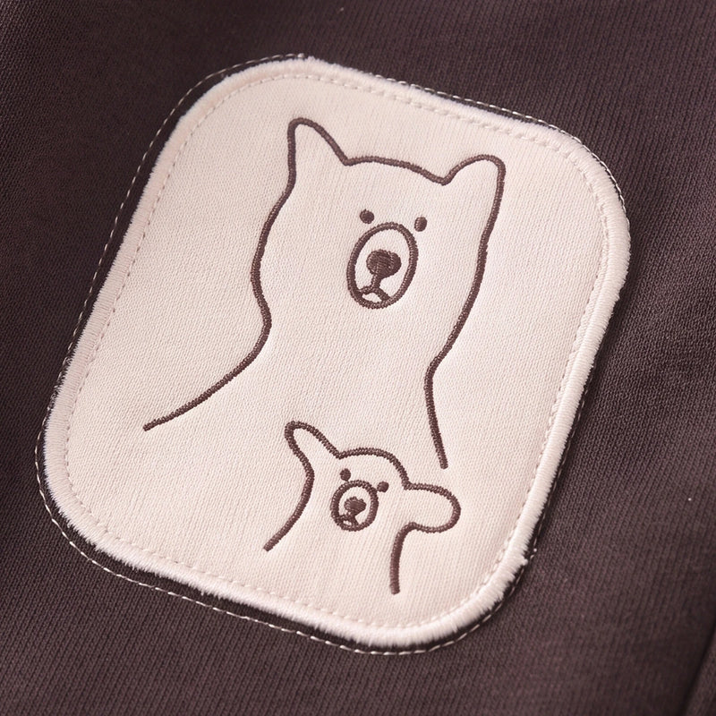 Boys Dark Brown Bear Applique Jogger Joggers