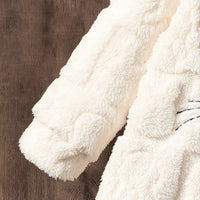 Girls Multicolor Cat Printed Polar fleece Hooded A-line Dress Casual Dresses