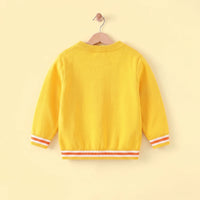 Boys Yellow Sweater With Self-Design Fire Truck Pattern Sweaters & Cardigans