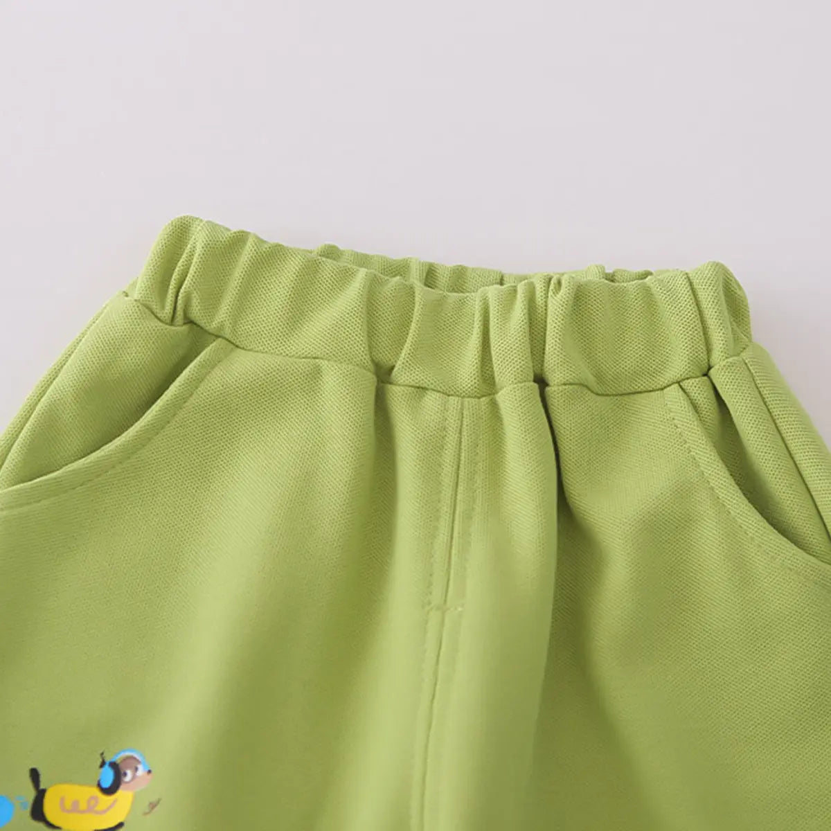 Boys Green Animal Graphic Short Sleeve Polo T-Shirt With Elasticated Shorts Sets 2 pc. Sets