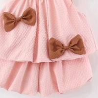 Girls Pink Textured Sleeveless Top With Bubble-Hem Shorts Co-ord Sets Sets