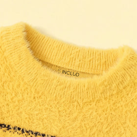 Boys Yellow Self-Design Regular Sweater Sweaters & Cardigans
