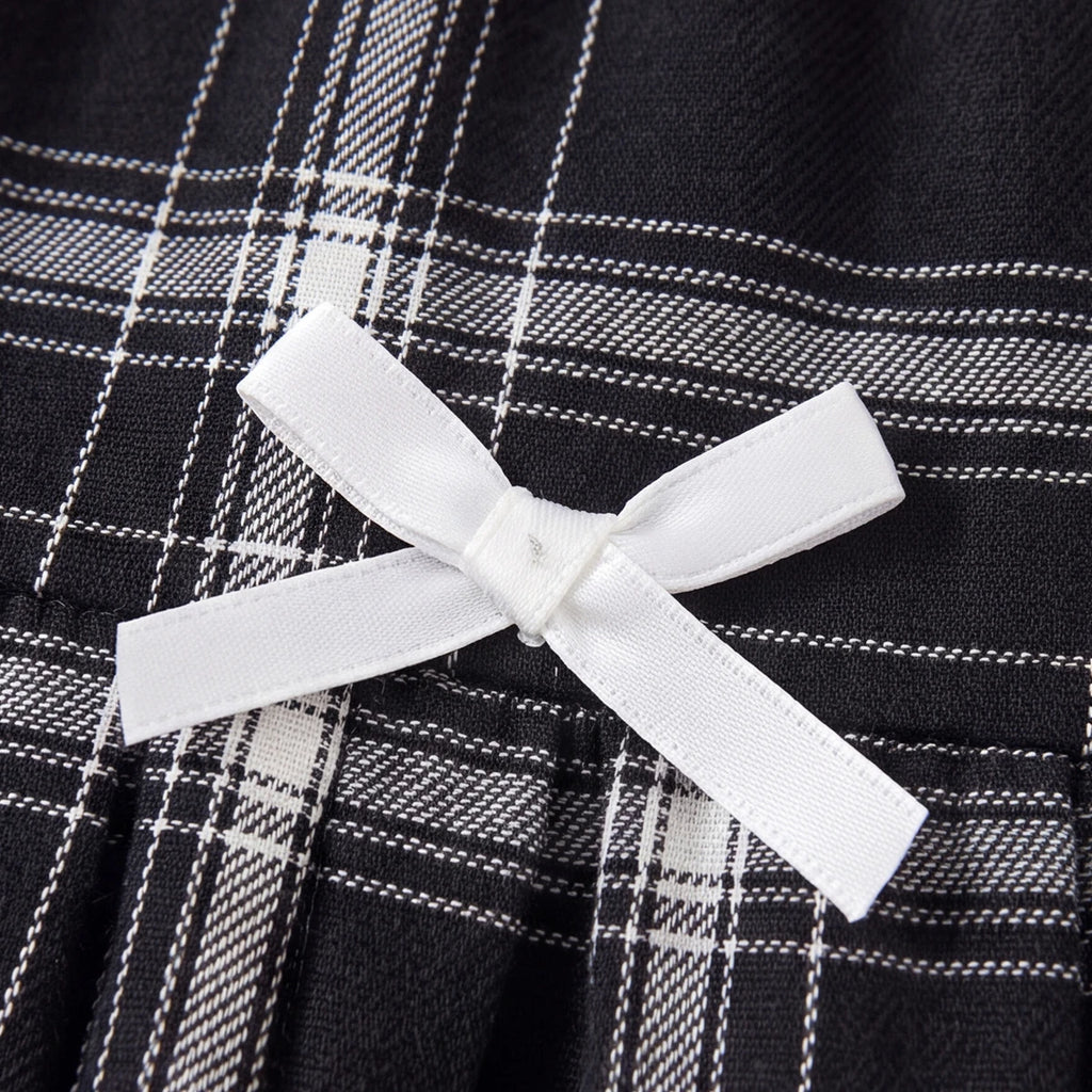 Girls Black Checked Flared Skirt Skirts