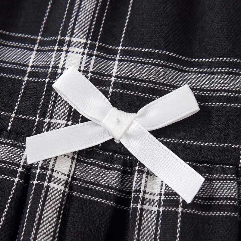 Girls Black Checked Flared Skirt Skirts