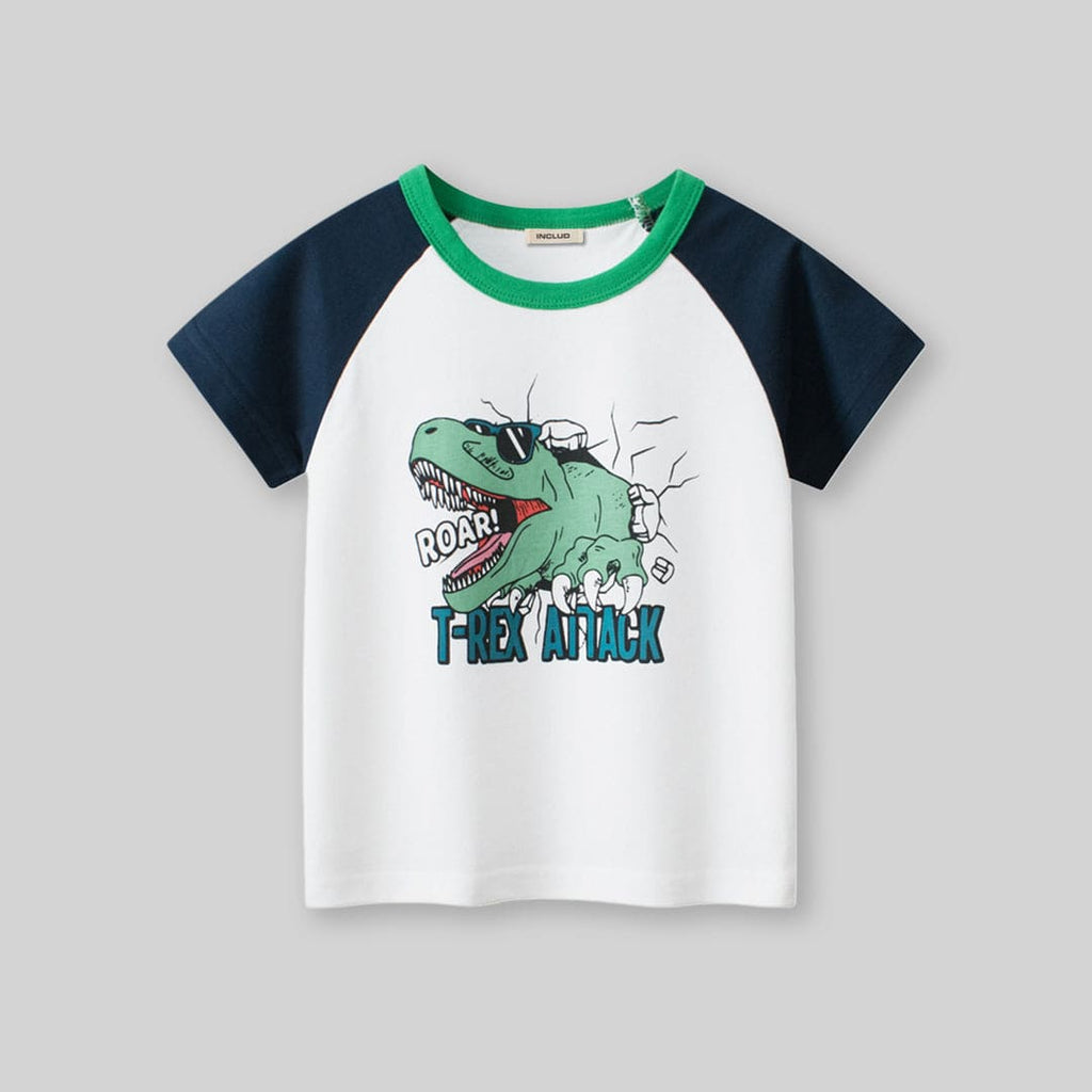 Boys Dinosaur Print Short Sleeves T-Shirt Tshirts   