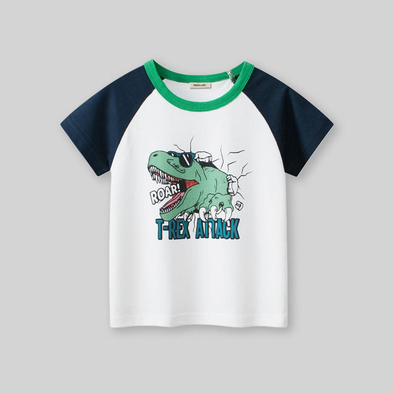 Boys Dinosaur Print Short Sleeves T-Shirt Tshirts   