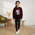 Girls Maroon Unicorn Heart Graphics Round Neck Sweatshirt Sweatshirts & Hoodies Maroon 6-7 Y