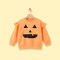 Girls Orange Pumpkin Face Print Sweatshirt Sweatshirts & Hoodies Orange 1-2 Y