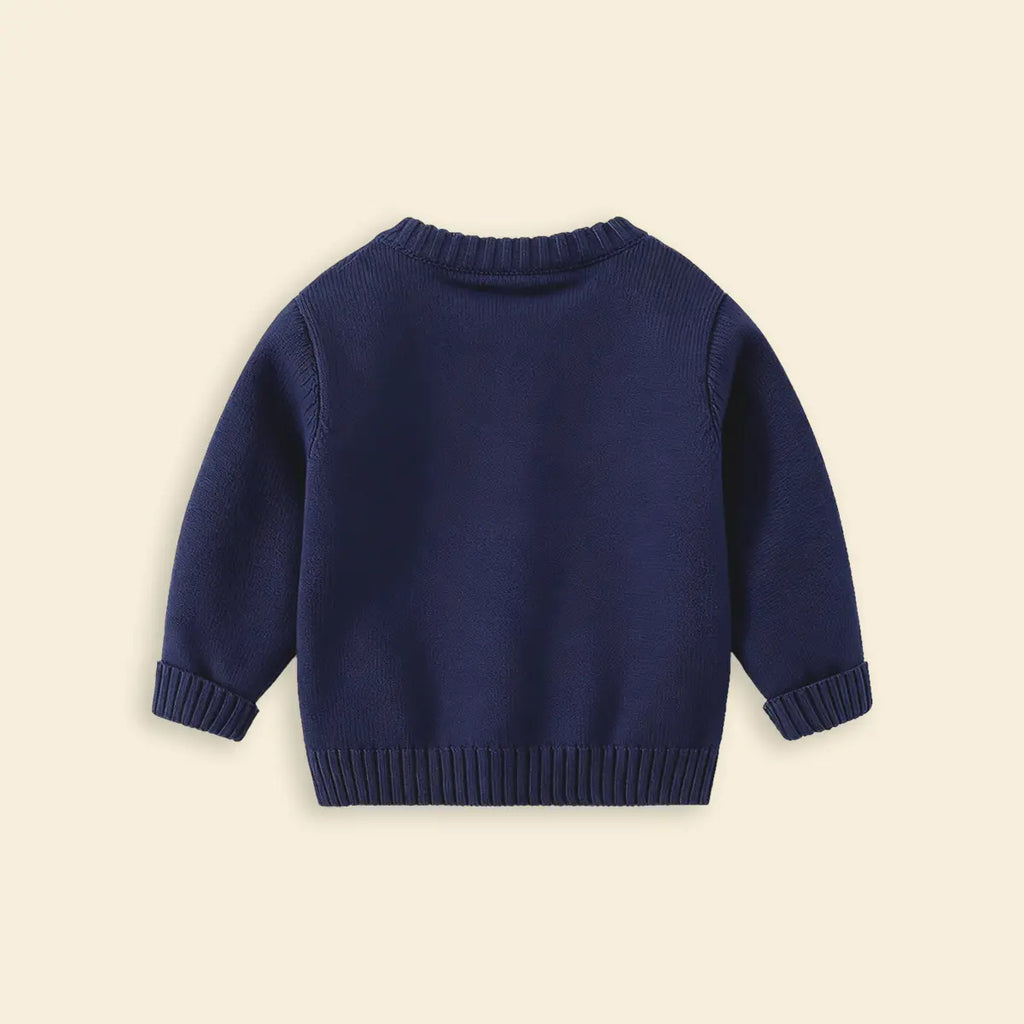 Boys Navy Blue Reindeer Applique Sweater Sweaters & Cardigans