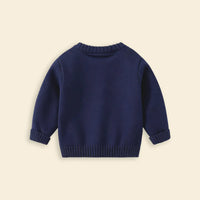Boys Navy Blue Reindeer Applique Sweater Sweaters & Cardigans