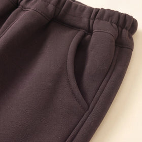 Boys Dark Brown Bear Applique Jogger Joggers