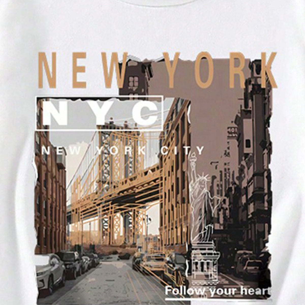 Boys Short Sleeve New York Graphics T-Shirt With Khaki Shorts Set 2 pc. Sets