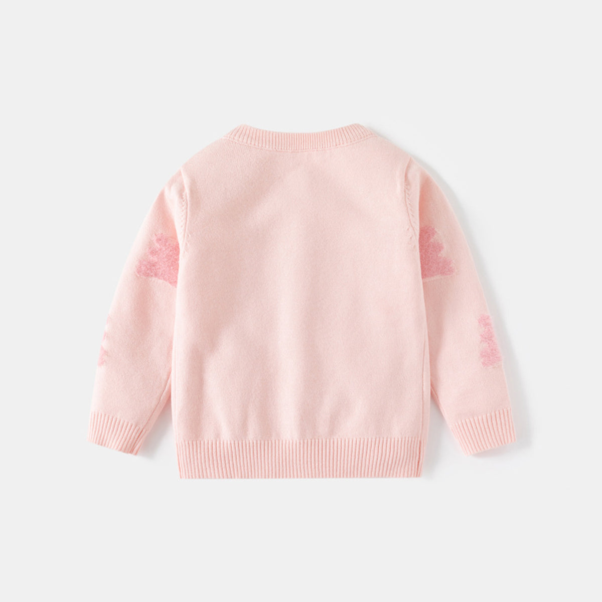 Girls Light Pink Self-Design Winter Cardigan Sweaters & Cardigans