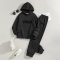 Boys Black Yoga Printed Hooded Sweatshirt with Joggers Set Sets Black 5-6 Y