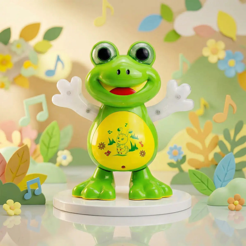 Kids Green Dancing Frog Toy with Flashing Lights & Music Trending Accessories