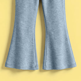 Girls Grey Puff Sleeve Top With Pants Sets 2 pc. Sets
