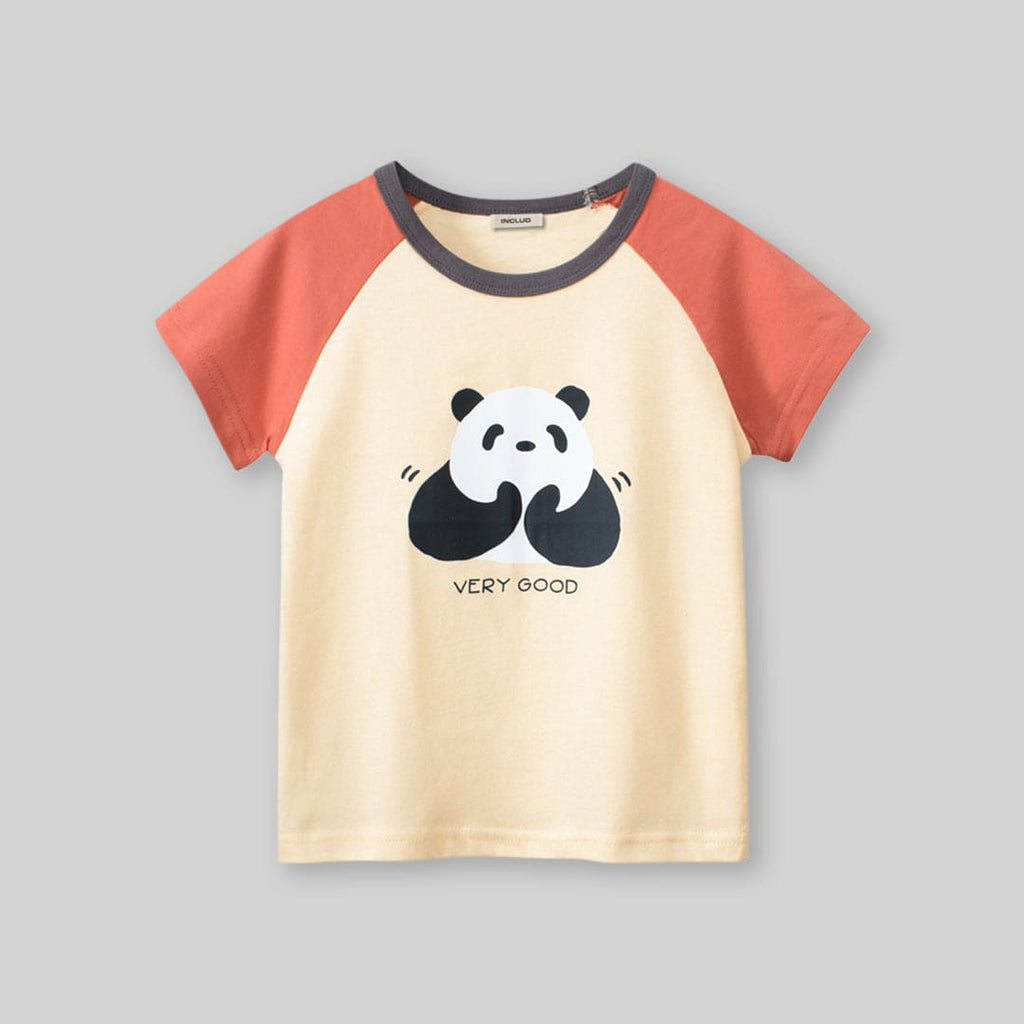Girls Panda Print Raglan Sleeve T-Shirt