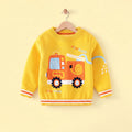 Boys Yellow Sweater With Self-Design Fire Truck Pattern Sweaters & Cardigans Yellow 2-3 Y