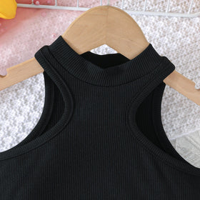 Girls Black Textured Sleeveless Top With Shorts Sets 2 pc. Sets
