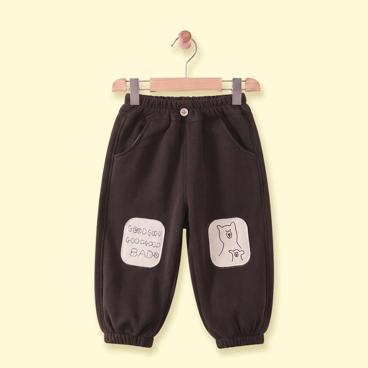 Boys Dark Brown Bear Applique Jogger Joggers Dark Brown 1-2 Y
