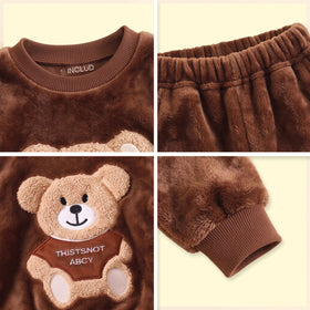 Boys Brown Teddy Applique Sweatshirt With Pants Sets 2 pc. Sets