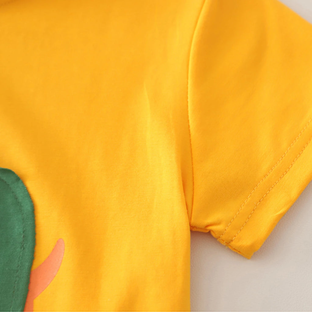 Boys Yellow Graphics T-Shirt With Denim Shorts Set Sets